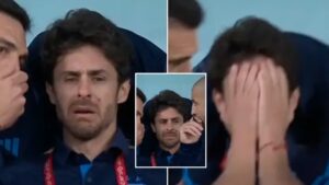 Pablo Aimar, Lionel Messi, Argentina, 2022 World Cup, Qatar 2022, Mexico, Argentina's assistant manager, tears, after Lionel Messi's goal